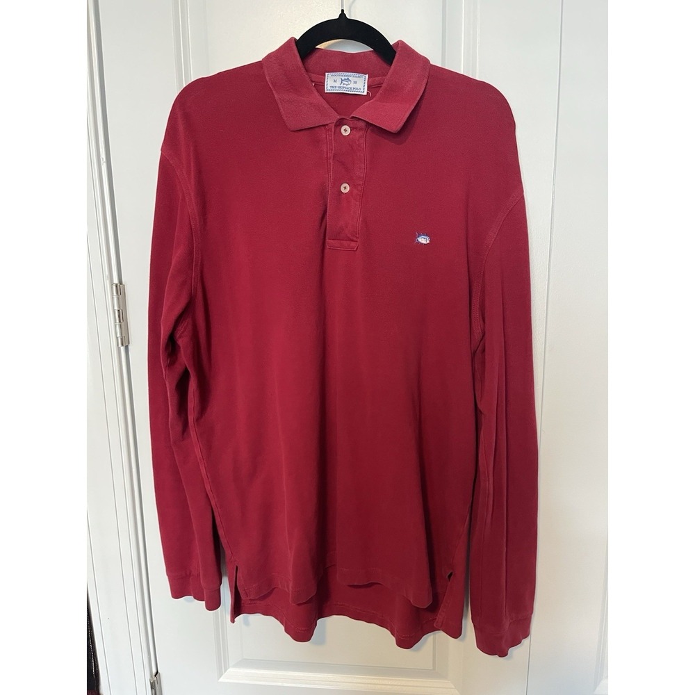 Southern Tide "The Skipjack Polo" Long sleeve‎ Medium 38 Red